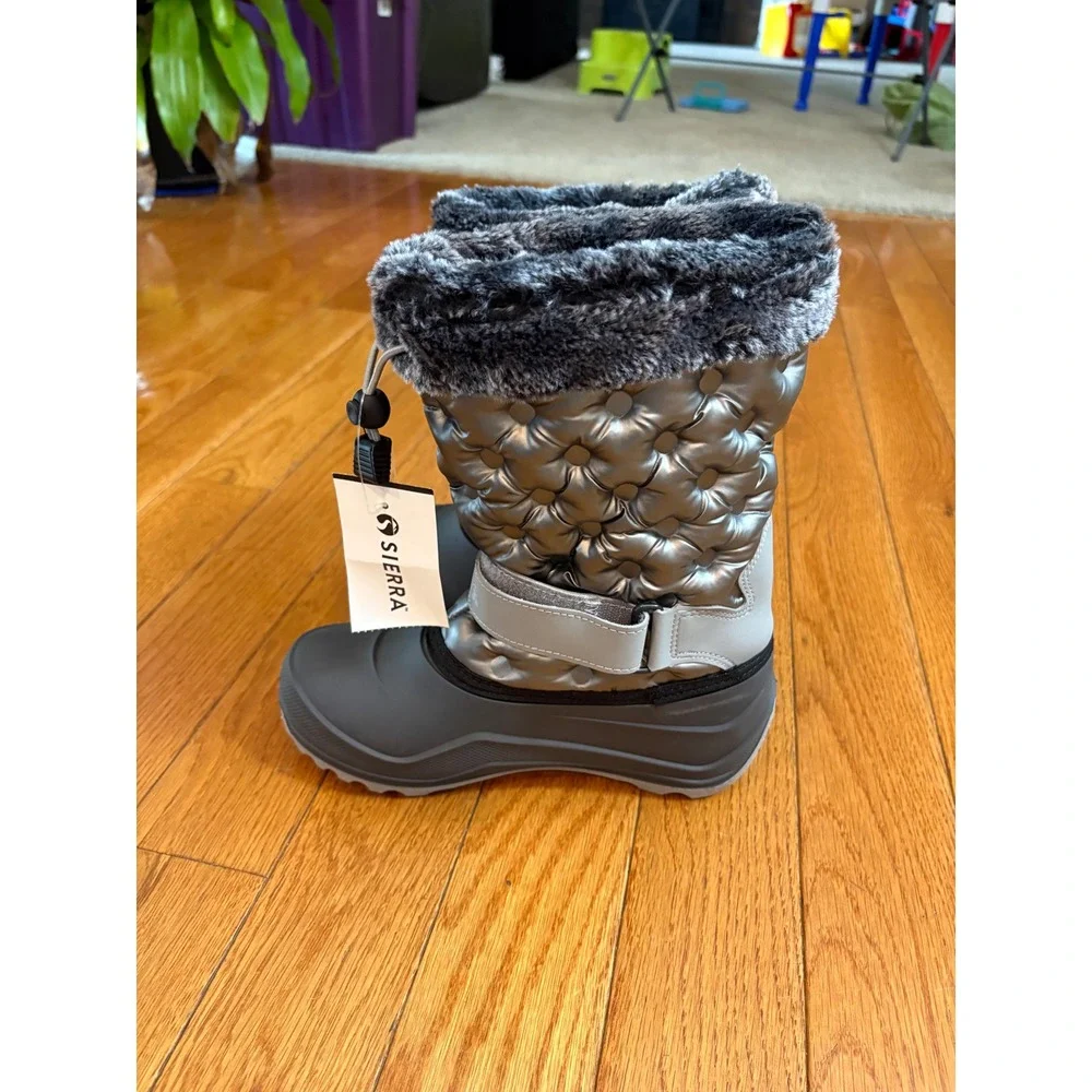 NWOT Kamik Kids Penny3 Snow Boots Silver Grey Waterproof Faux Fur‎ Size  5